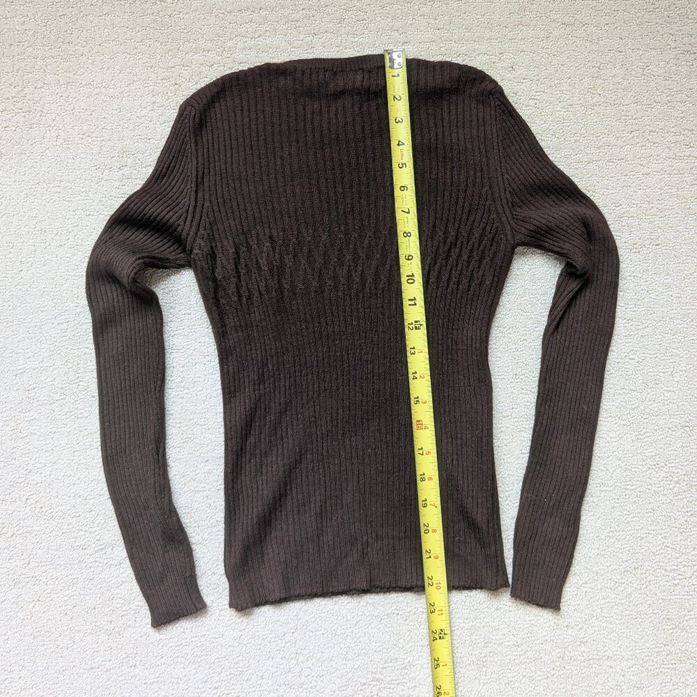 EUC United Colors of Benetton Italian Wool Blend Thin Sweater Small Dark Brown - Picture 6 of 7